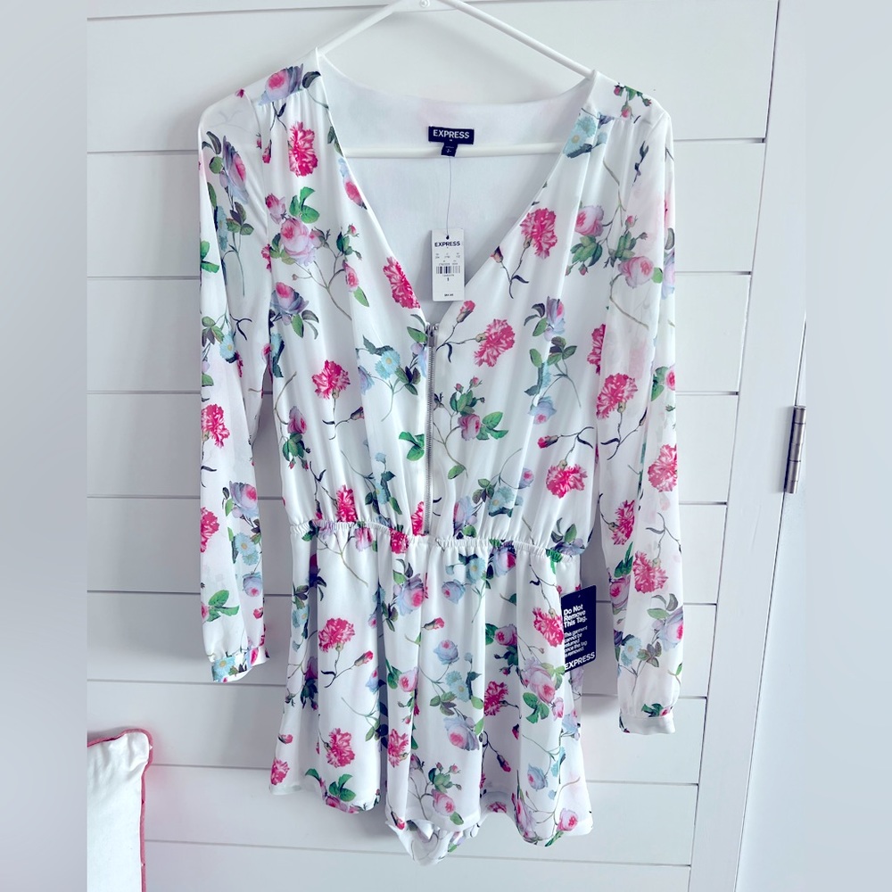 Express white floral romper